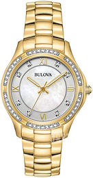 Bulova Crystal Vit/Gulguldtonat stål Ø32 mm 98L256
