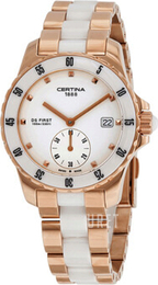 Certina DS First Vit/Gulguldtonat stål Ø34.8 mm C014.235.33.011.00