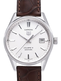 TAG Heuer Carrera Silverfärgad/Läder Ø39 mm WAR211B.FC6181