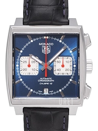 TAG Heuer Monaco Calibre 12 Automatic Chronograph Steve McQeen Blå/Läder 39x39 mm CAW2111.FC6183